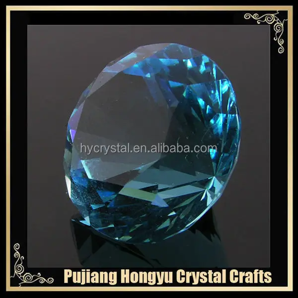 decorative crystal light blue diamond paperweight