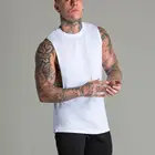 High quality custom logo white blank fitness oversize polyester cotton bodybuilding gym suit wholesale tank top for man