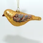 Hot Sale Xmas Glass crafts Christmas tree decoration golden christmas glass birds ornament