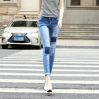 Fashion women skinny ripped denim jeans pants wholesale price china factory