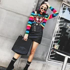 High street good quality high waist skirts mini leather skirt women with rivet
