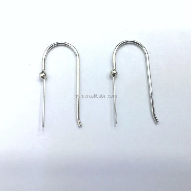 h1010 silver ear hook with ball and long pin for diy earring