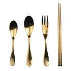 Yoter rose gold hotel titanium flatware chopsticks spoon fork set