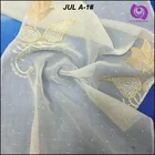 100% Polyester Linen Look Curtain Fabrics with Floral Embroidered (EMB)