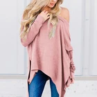 Hot Sale Tunics For Women Irregular Loose Long Sleeve Thin Sweater Strapless Cotton Fashion Ladies Casual Tops