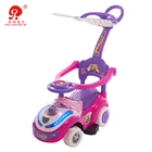 Car shaped baby stroller LED light flash musical pink ride on toddler push car