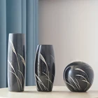 Black Home Decor Chinese Ceramic Porcelain Flower Vase