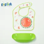 New fashion cute demountable food catcher pe toddler bibs