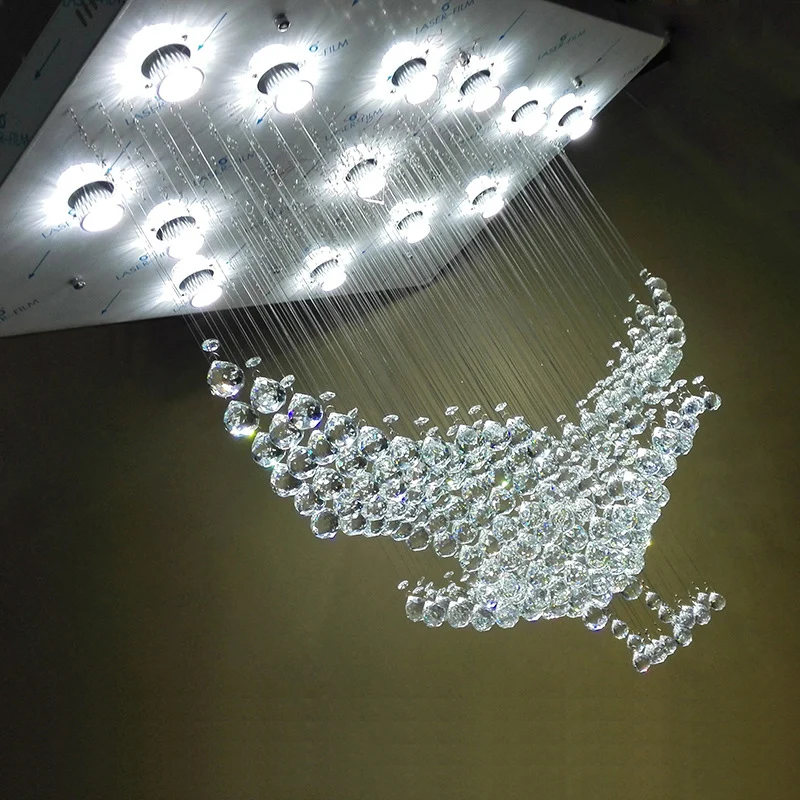 Eagle crystal ceiling light eagle hotel lobby engineering club creative modern villa living room chandelier customized