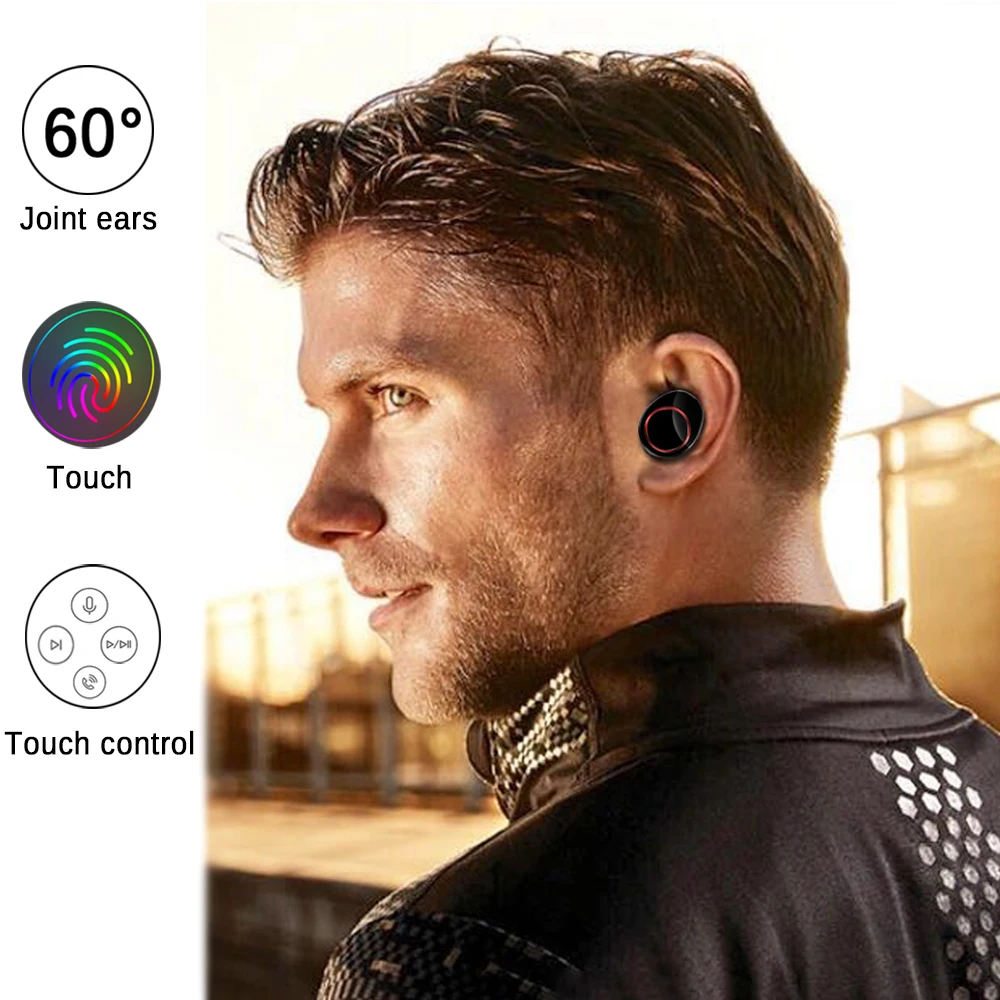 TWS Wireless Earphone Blue tooth 5.0 Earphones Power Display Touch Control Sport Stereo Two Way Radio Earbud Charging Box - ANKUX.COM