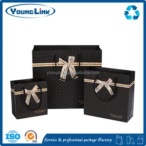 printing cheap special paper gift bag with ribbon
