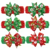 Bowknot Ribbon Christmas Santa Snow Flake Elastic Hair Bow for Babies