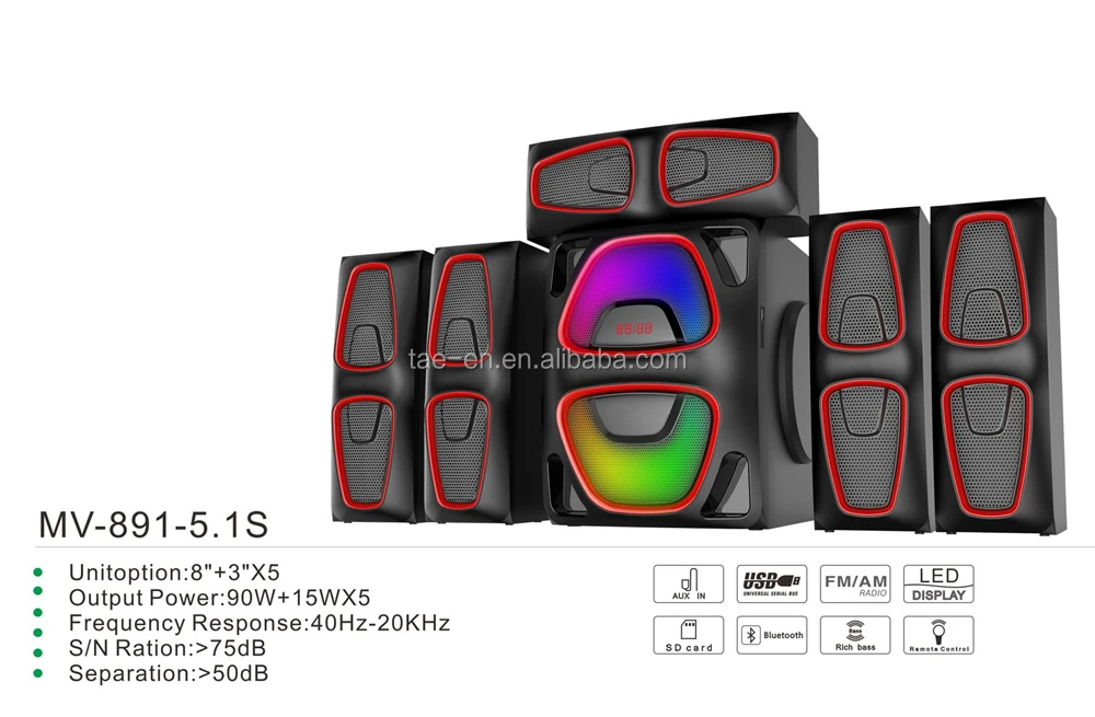 TK-891-5.1 Home Theater System With BT/FM/USB/MP3/SD/remote control/led display - ANKUX.COM