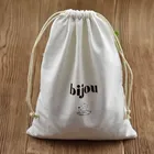 Heavy Duty Wholesale Eco-Friendly Organic Cotton Canvas Drawstring Bag With Black Ribbon