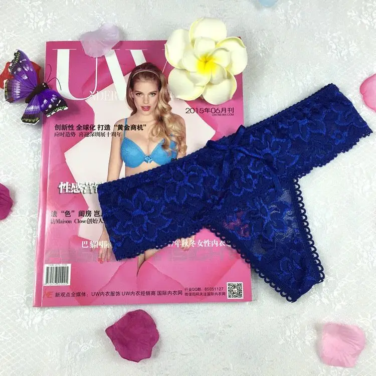 Stock Bowknot transparent jacquard low waist Lace sey panties women underwear thongs bragas women panties sey underwear women br