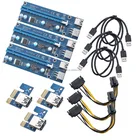 PCI-e 1x to 16x Card, Riser PCI Express Bit Coin Mining Adapter ,with USB 3.0 Extension Cable and SATA to 6Pin,