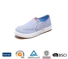 trade assurance spring style cheap slip on thick bottom blue print women's canvas sneakers shoes