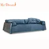 Foshan sofa royal blue luxury italian design genuine modern leather sofa