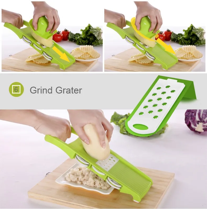 Mandoline Slicer With 6 Interchangeable Stainless Steel Blades, Vegetable Grater