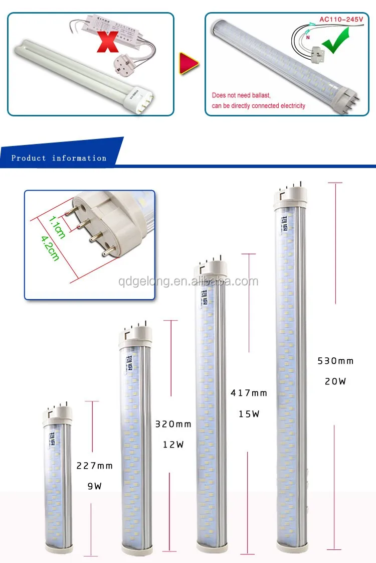 熱い販売9ワット23センチledチューブライト2g11タイプ用homehold仕入れ・メーカー・工場