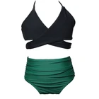 High Waist Lace Up Halter Ruffles Sexy Bikini Kids Swimsuit Girls Baby Swimsuit