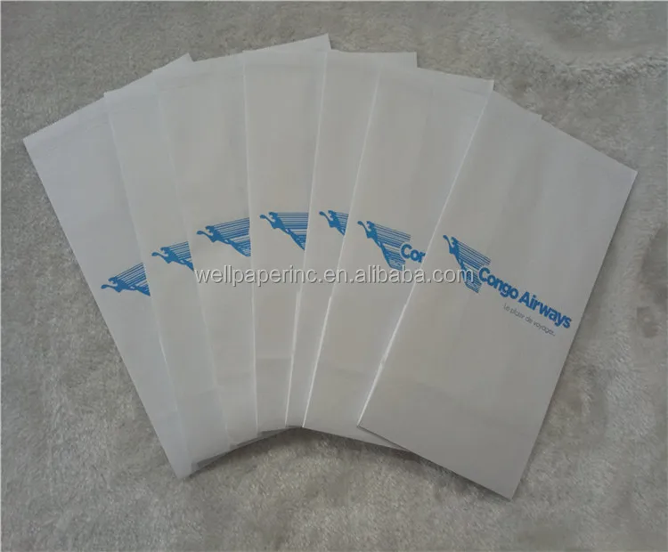 printed disposable eco white kraft sos paper air sickness bag