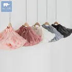 DB7397 spring baby girls skirts ball gown 5 color big bow solid sweety children mini dance skirt kid's clothes