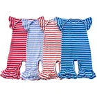 2018 New Design Flutter Sleeves Stripe Toddler Cotton Bodysuit Baby Clothing Baby Girls Clothes Newborn Romper For Child