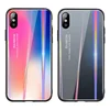 colorful luxury laser rainbow phone case for iphone x shockproof tpu frame anti scratch tempered glass logo oem design printing