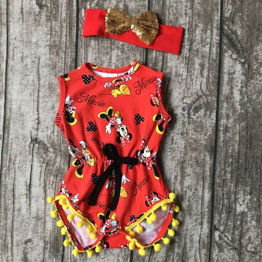 baby girls Summer spring clothing infant baby girls romper baby minnie romper with matching headband