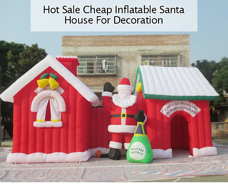 hot sale santa inflatable christmas red house,funny inflatable