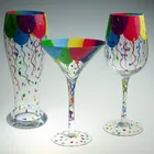 Hand painted wine glass and champagne glass and martini glass and Water cup