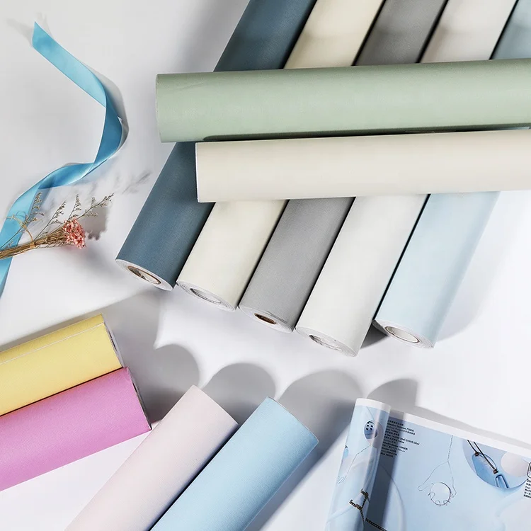 Ev Dekorasyon Vinil Duvar Kağıtları Saf Katı Renk Kabuğu Ve Sopa Duvar Kağıdı Kendinden Yapışkanlı