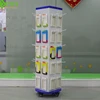 Wholesale 4 sides rotating acrylic display stand for mobile accessories with wheels