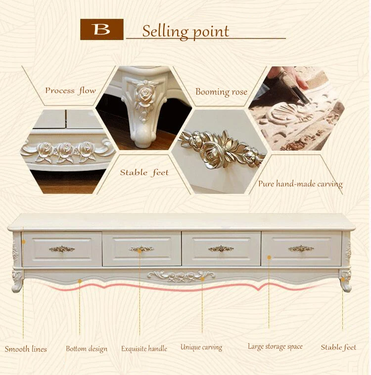 Antique High Living Room Wooden furniture lcd TV Stand pfy10022