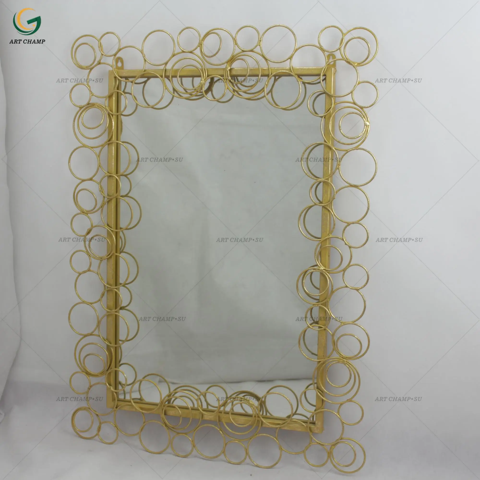 golden circle metal frame beauty salon mirror