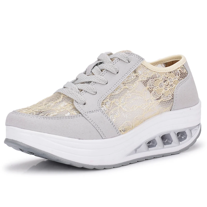 New 2015 Summer Style Breathable Lace Platform Women Wedge Sneakers Sport Shoes Quality Female
