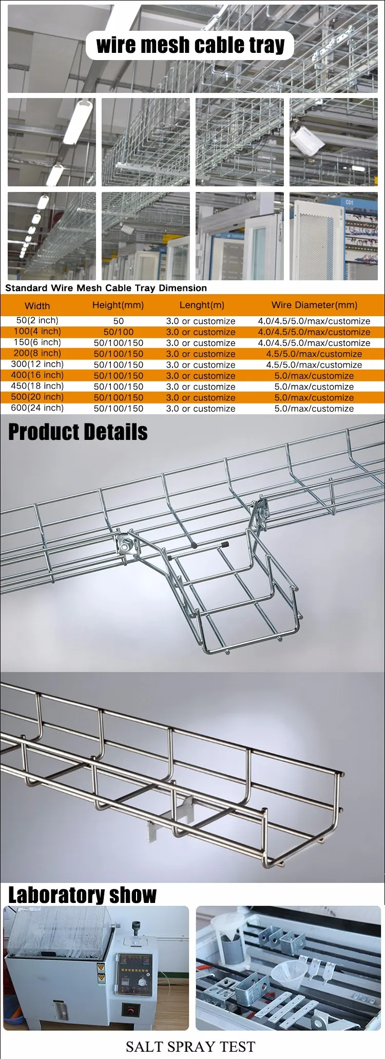 Ss Electrical Wire Mesh Ceiling Mounted Cable Tray View Ceiling Mounted Cable Tray Huayi Product Details From Shanghai Xiaokai Building Material