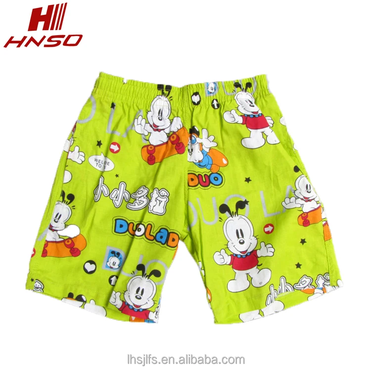 custom cartoon boys in swimming trunks fabric bright color beach