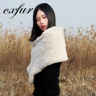 CX-S-106Y Cream Rex Rabbit Fashion Knitted Fur Shawls