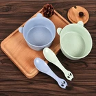 High Quality Cute Compostable Wheat Straw Soup Bowl Round Soup Bowl With Spoon Lunch Bowl Biodegradable For Kids Adults Use