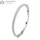 Custom Zircon Jewellery 925 Sterling Solid Silver Women Bangle Bracelet For Ladies