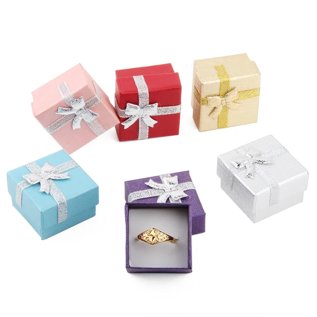 customized jewelry paper gift ring box with high quality ribbon