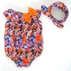 Wholesale newborn baby beach romper girls boutique clothing sets baby seaside bella clothes romper with headband