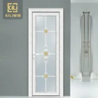 Factory price modern powder coated white single leaf aluminum frame frosted glass bathroom door