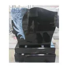 Granite Antique Headstone With Carved Angel And Flower