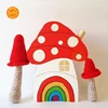 Best sale toy Wooden Rainbow mushroom house Puzzle Blocks Stacking Game Building Jigsaw Learning Educational Toys for Kids