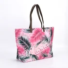 PU Leather Handle Ladies Tote Shopping Shoulder Bags For Women Summer Beach Bag
