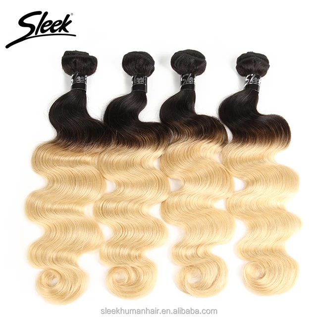 8a sleek hair t1b/613 ombre blonde colored 10-30inch malaysian