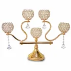 golden crystal chandelabra wedding table centerpiece flower stand